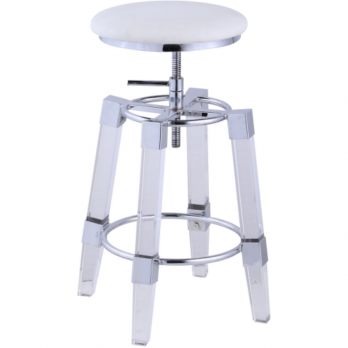 4038 Adjustable Stool in Acrylic & White Leatherette